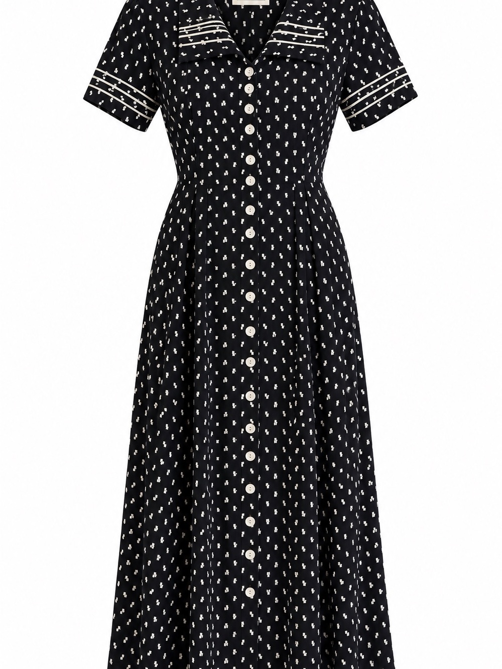 Vintage 90s Just In Time Black White Geometric Button Front Maxi Dress 12 USA
